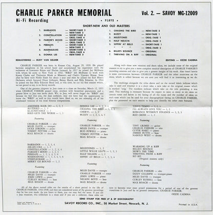 Charlie Parker Memorial Vol. 2 (CD) | Near Mint (NM or M-) Good Plus (G+) - JAZZ / USED *NEAR MINT-*
