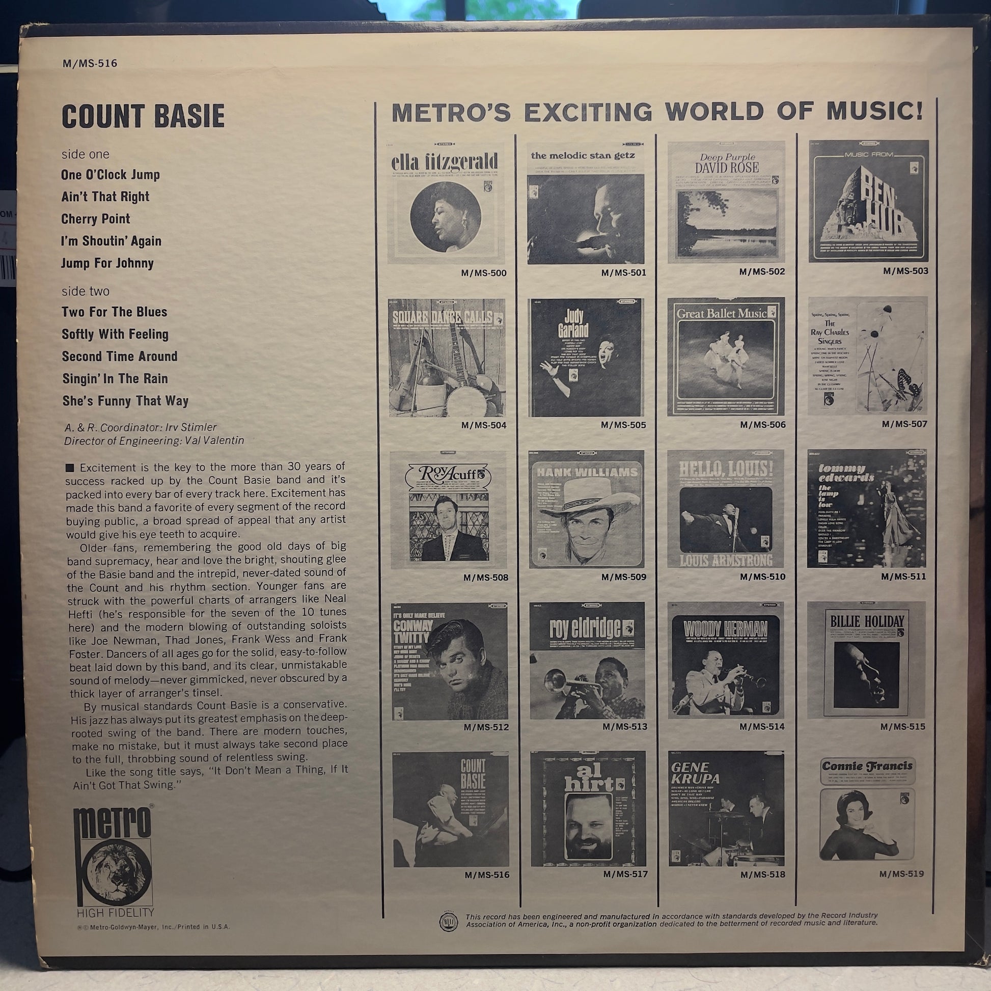 Count Basie (LP) | NEAR MINT MINUS (NM-) Excellent+ (EX+) - JAZZ / USED *NEAR MINT-*