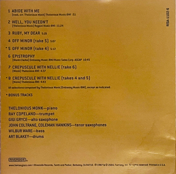 Monk's Music (SACD) | Near Mint (NM) Near Mint (NM) - JAZZ / USED *NEAR MINT*