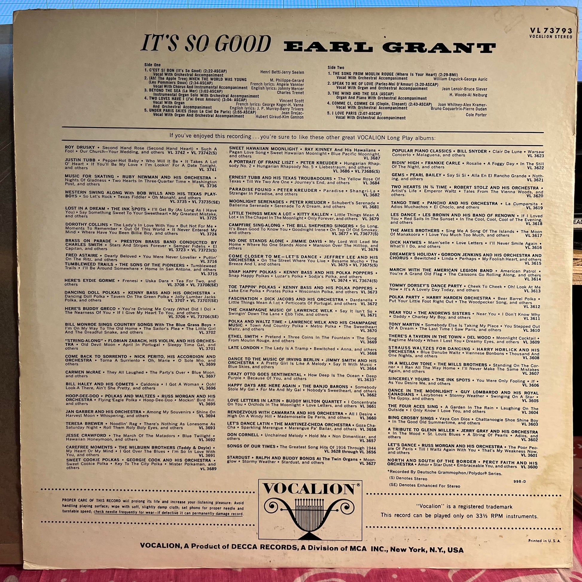 Earl Grant - It's So Good | Near Mint (NM) Excellent (EX) - JAZZ / USED *NEAR MINT*