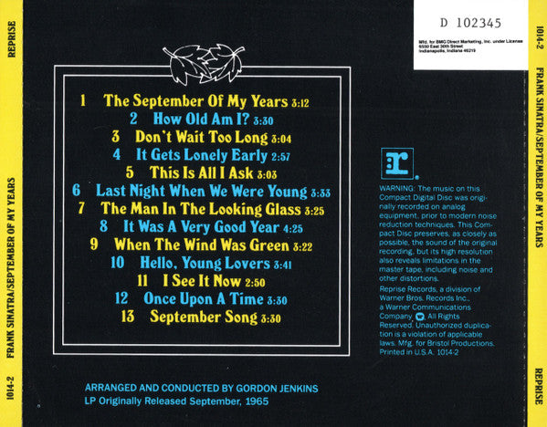 September Of My Years (CD) | Near Mint (NM) Near Mint (NM) - JAZZ / USED *NEAR MINT*
