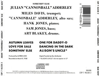 Somethin' Else (CD) | Near Mint (NM) Near Mint (NM) - JAZZ / USED *NEAR MINT*