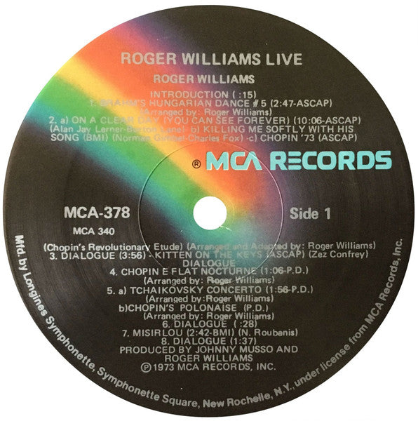 Roger Williams (2) - Roger Williams Live | Near Mint (NM) Near Mint (NM) - JAZZ / USED *NEAR MINT*