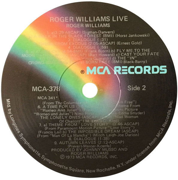 Roger Williams (2) - Roger Williams Live | Near Mint (NM) Near Mint (NM) - JAZZ / USED *NEAR MINT*