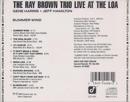 Summer Wind (Live At The Loa) (CD) | Near Mint (NM) Near Mint (NM) - JAZZ / USED *NEAR MINT*