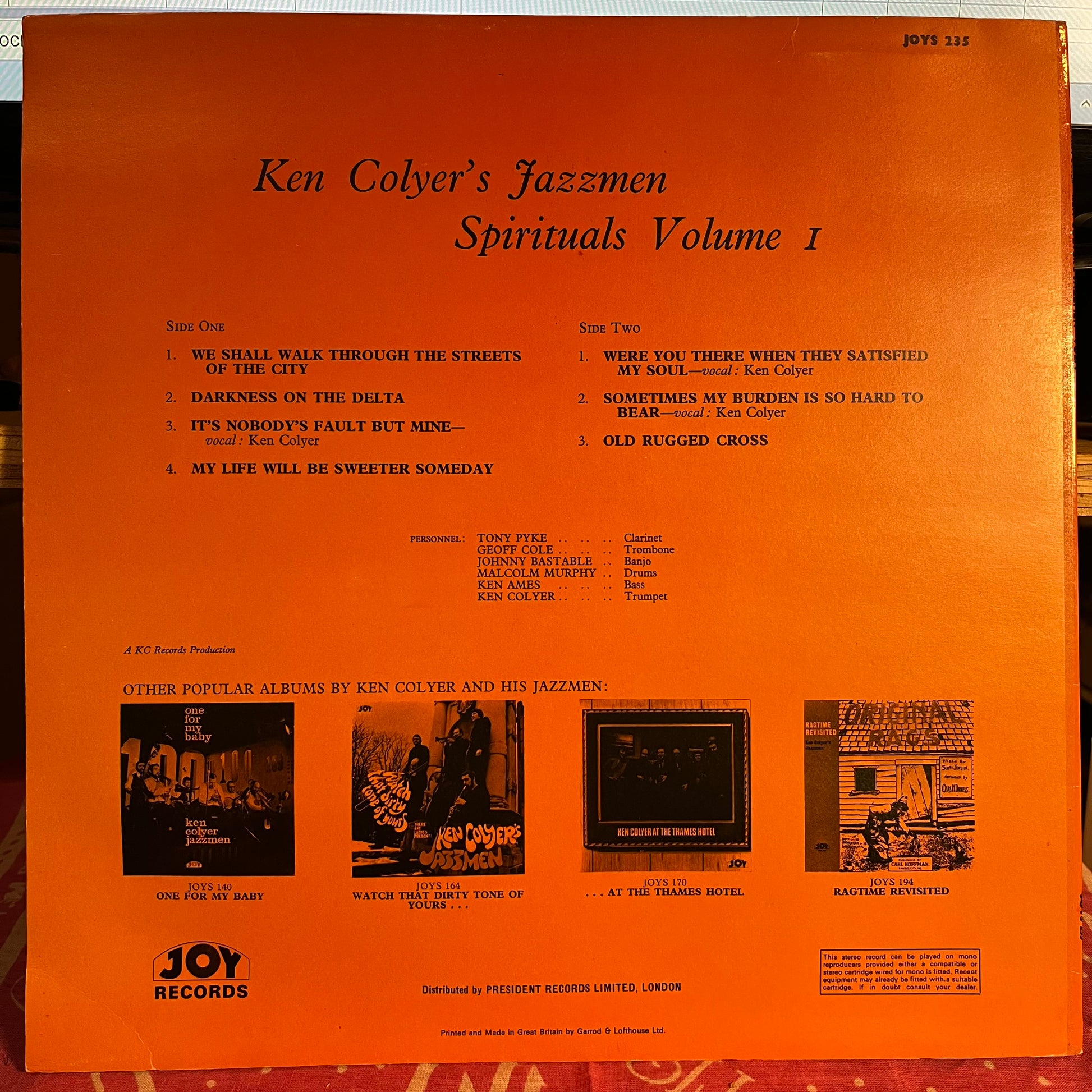 Ken Colyer's Jazzmen - Spirituals Volume 1 *UK* | Near Mint (NM) Near Mint (NM) - JAZZ / USED *NEAR MINT*