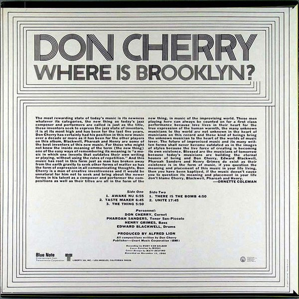 Don Cherry - Where Is Brooklyn? (VINYL LP BLUE NOTE 3876171 2022) | - JAZZ / USED *NEAR MINT*