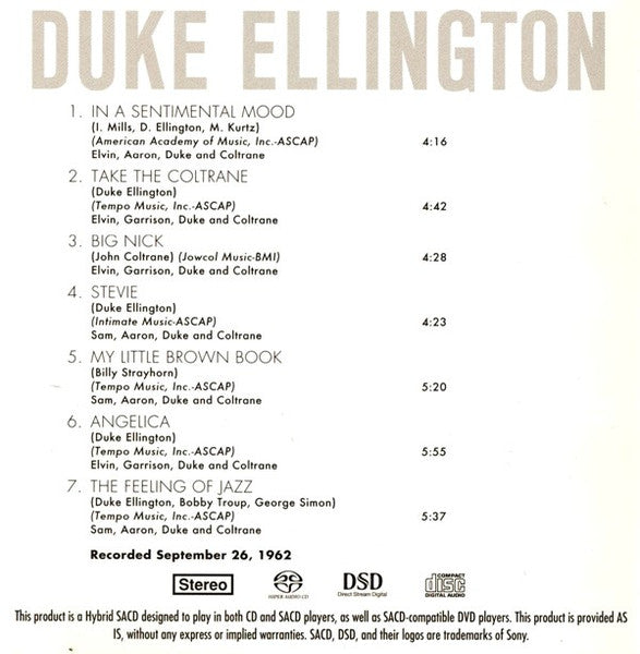 Duke Ellington & John Coltrane (SACD) | Near Mint (NM or M-) Near Mint (NM or M-) - JAZZ / USED *NEAR MINT*