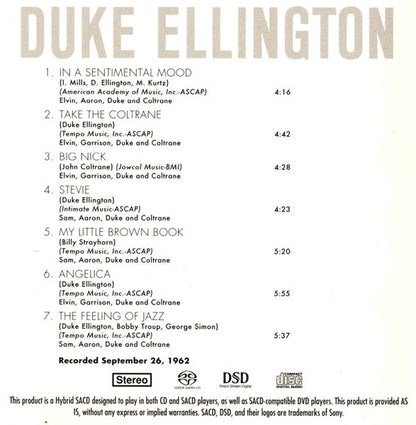 Duke Ellington & John Coltrane (SACD) | Near Mint (NM or M-) Near Mint (NM or M-) - JAZZ / USED *NEAR MINT*