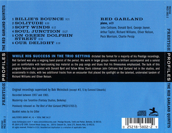 The Red Garland Quintets (CD) | Near Mint (NM or M-) Near Mint (NM or M-) - JAZZ / USED *NEAR MINT*