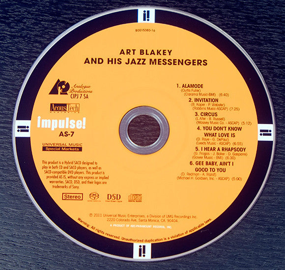 Art Blakey!!!!! Jazz Messengers!!!!! (SACD) | Near Mint (NM) Excellent (EX) - JAZZ / USED *NEAR MINT*