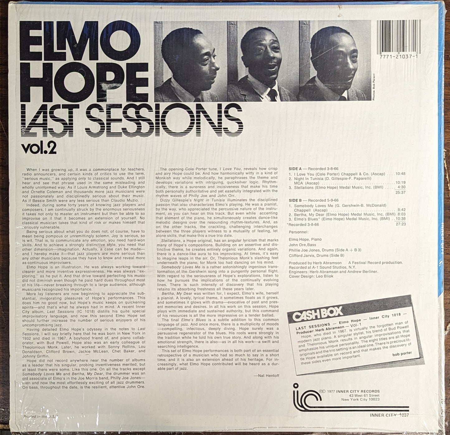 Elmo Hope - Last Sessions Vol. 2 | Near Mint (NM) Near Mint (NM) - JAZZ / USED *NEAR MINT*