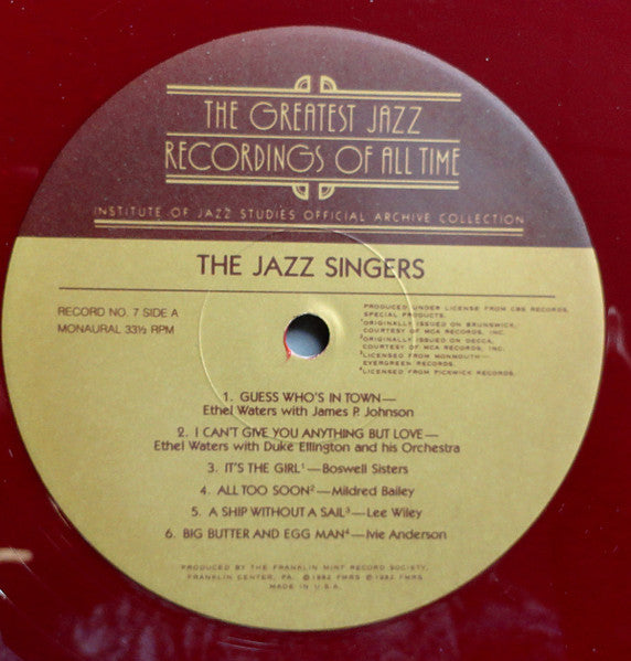 The Jazz Singers (BOX SET) | Near Mint (NM) Near Mint (NM) - JAZZ / USED *NEAR MINT*