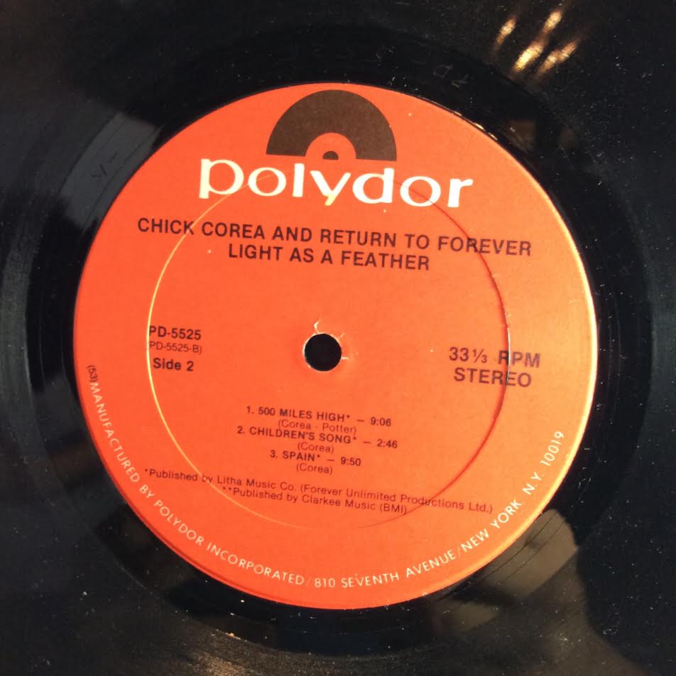 Chick Corea - Light As A Feather ( VINYL LP Polydor ‎– PD 5525, Polydor ‎– PD-5525) | USED Near Mint (NM) Excellent (EX) - JAZZ / USED *NEAR MINT*