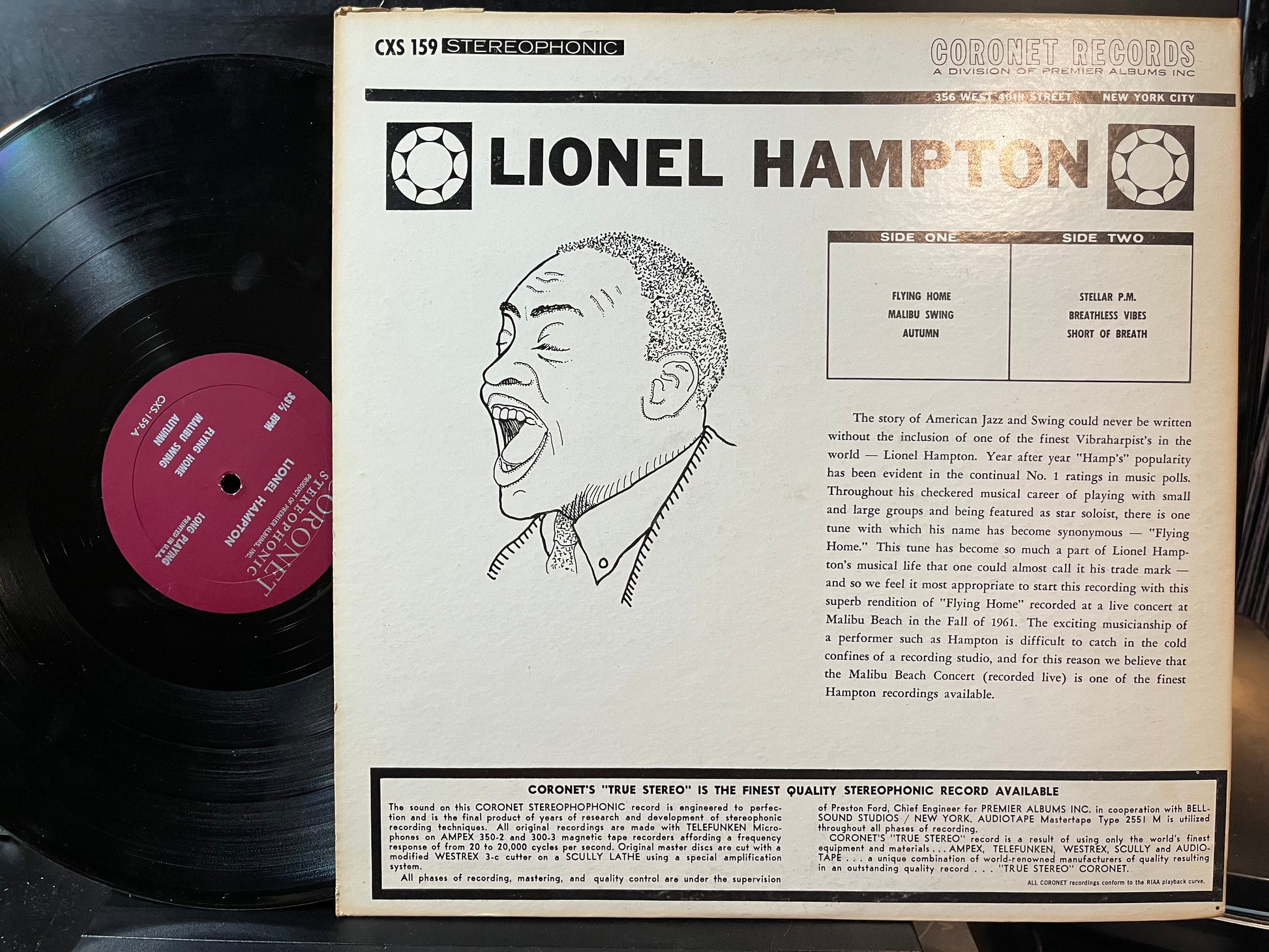 Lionel Hampton - Lionel Hampton (VINYL LP CORONET CXS-159 JUL 3, 1962) | Near Mint (NM or M-) Excellent+ (EX+) - JAZZ / USED *NEAR MINT*
