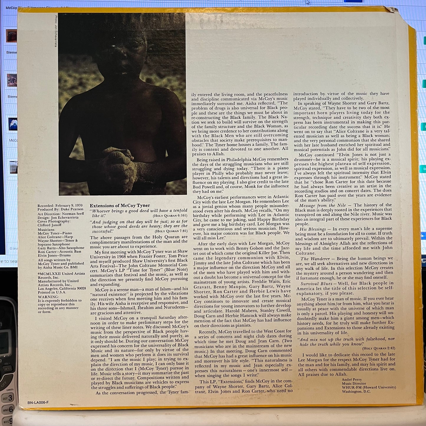 McCoy Tyner Extensions Blue Note LP, Album, RE Near Mint (NM or M-) Very Good Plus (VG+)