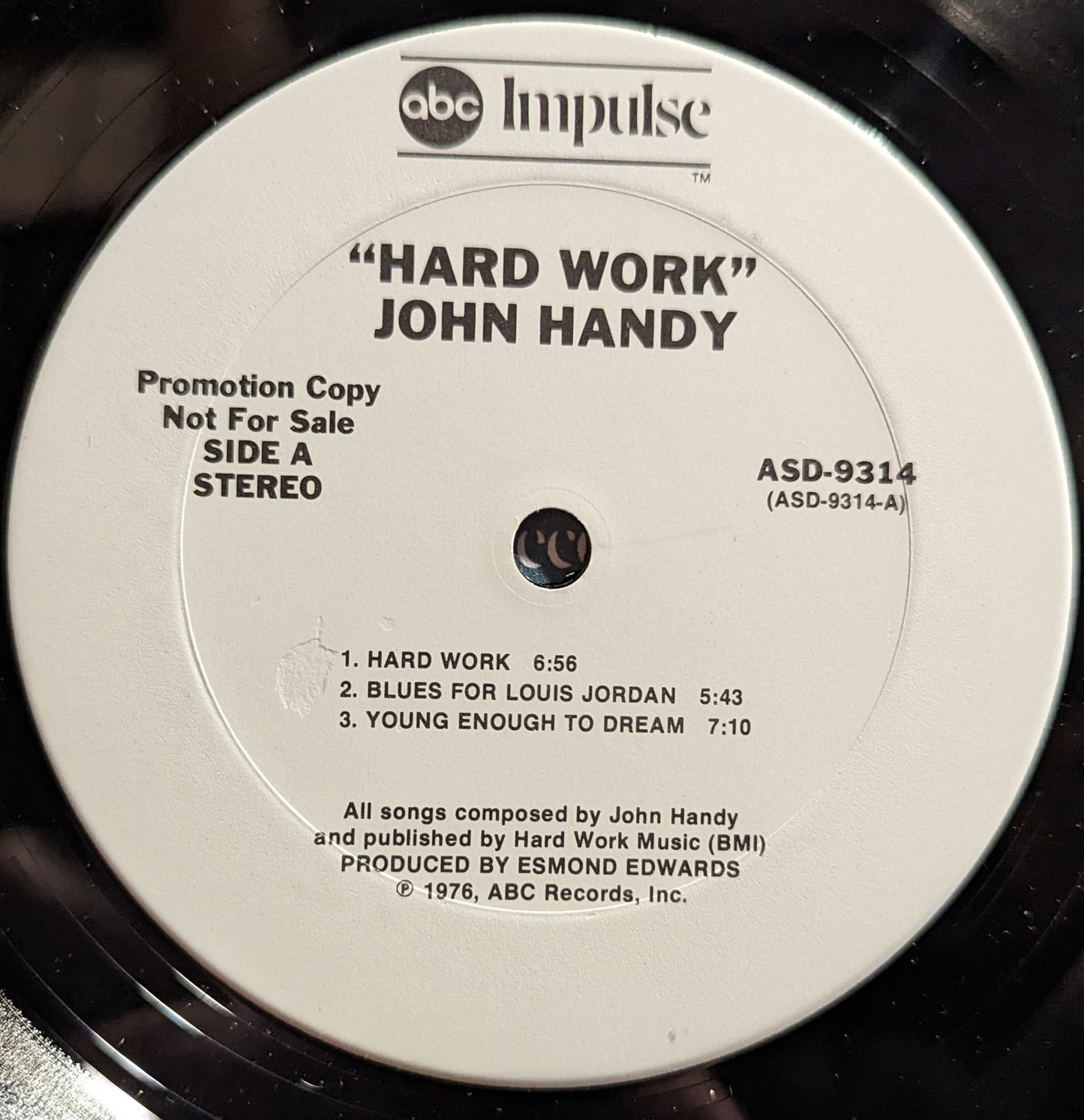 John Handy - Hard Work *TERRE HAUTE/PROMO* | Near Mint (NM) Excellent (EX) - JAZZ / USED *NEAR MINT*