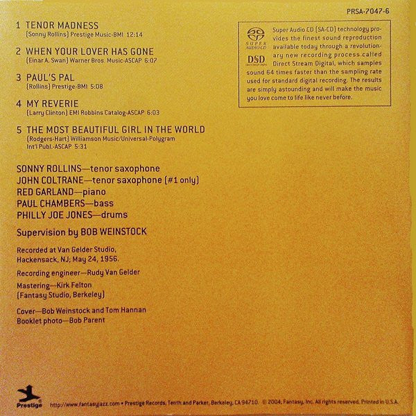 Sonny Rollins Quartet - Tenor Madness (SACD) | Near Mint (NM) Near Mint (NM) - JAZZ / USED *NEAR MINT*