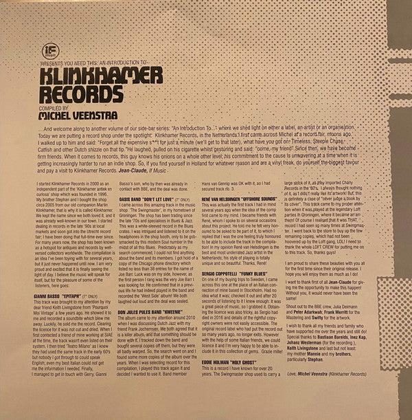 Michel Veenstra - If Music Presents You Need This: An Introduction To Klinkhamer Records | Near Mint (NM) Mint (M) - JAZZ / USED *NEAR MINT*