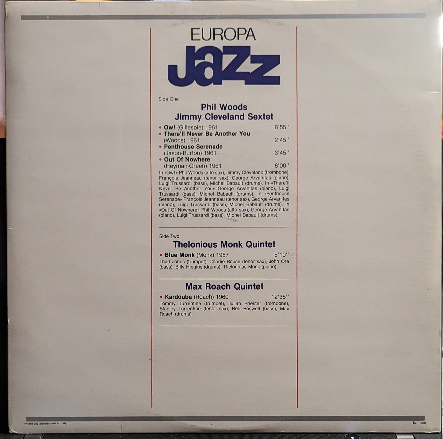 Thelonious Monk - Europa Jazz *ITALY* | Near Mint (NM) Excellent (EX) - JAZZ / USED *NEAR MINT*