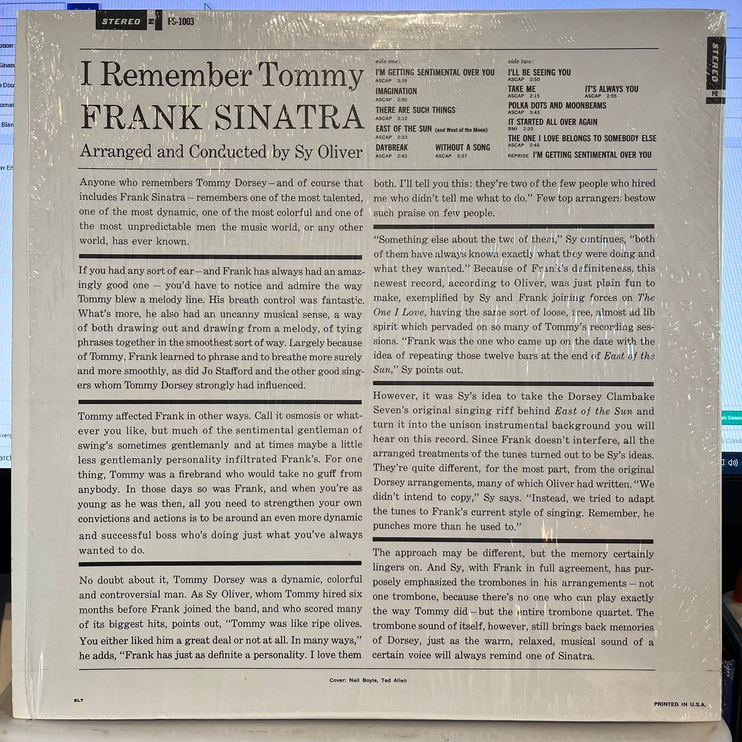 Frank Sinatra - I Remember Tommy *WINCHESTER* | Near Mint (NM) Near Mint (NM) - JAZZ / USED *NEAR MINT*