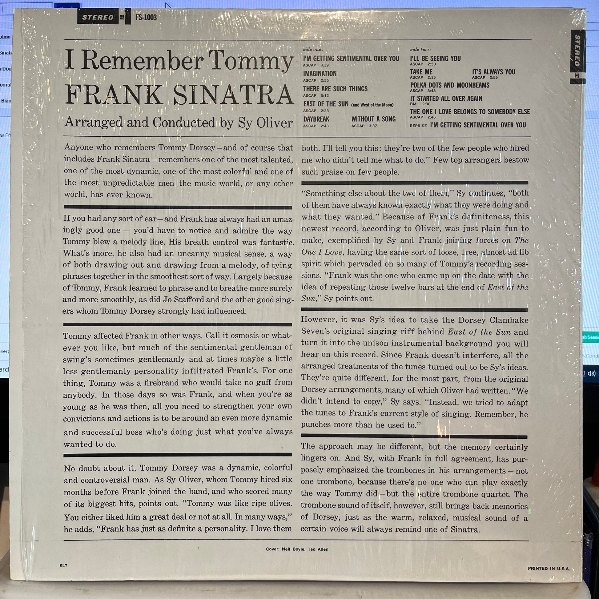 Frank Sinatra - I Remember Tommy *WINCHESTER* | Near Mint (NM) Near Mint (NM) - JAZZ / USED *NEAR MINT*