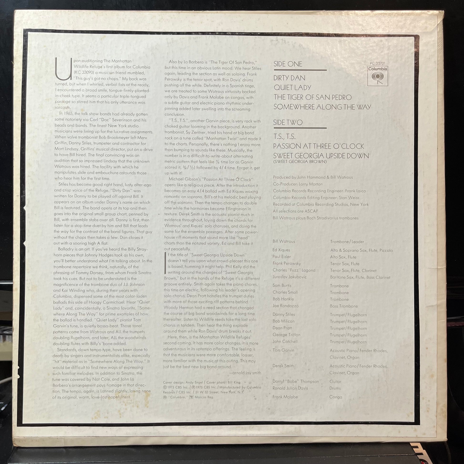 Bill Watrous And The Manhattan Wildlife Refuge - The Tiger Of San Pedro (VINYL LP COLUMBIA PC 33701 1975) | USED Near Mint (NM or M-) Excellent+ (EX+) - JAZZ / USED *NEAR MINT*