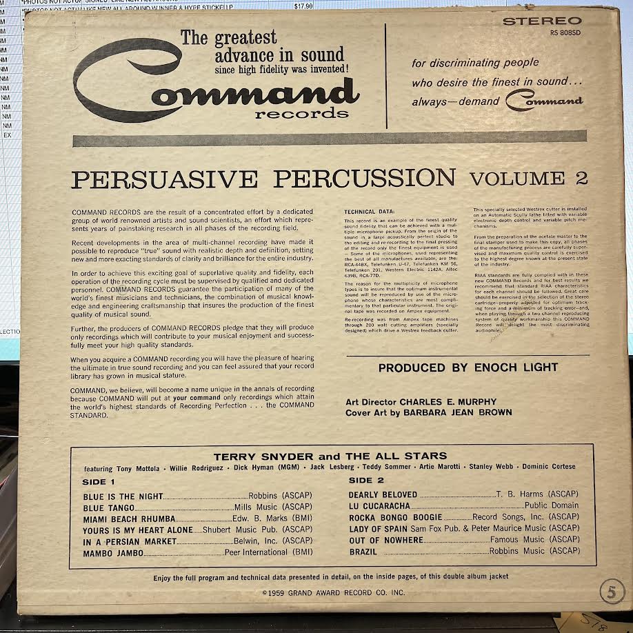 Persuasive Percussion Volume 2 (VINYL) | Near Mint (NM) Excellent (EX) - JAZZ / USED *NEAR MINT*
