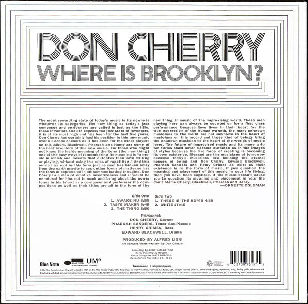 Don Cherry - Where Is Brooklyn? (VINYL LP BLUE NOTE 3876171 2022) | Near Mint (NM or M-) Near Mint (NM) - JAZZ / USED *NEAR MINT*