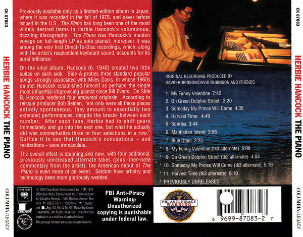 The Piano (CD) | Near Mint (NM or M-) Near Mint (NM or M-) - JAZZ / USED *NEAR MINT*