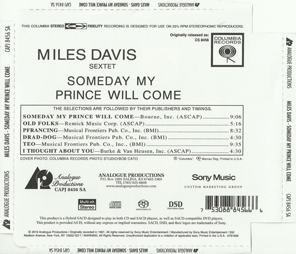 Someday My Prince Will Come (SACD) | Near Mint (NM or M-) Near Mint (NM or M-) - JAZZ / USED *NEAR MINT*
