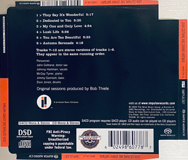 John Coltrane And Johnny Hartman (SACD) | Near Mint (NM or M-) Very Good Plus (VG+) - JAZZ / USED *NEAR MINT*