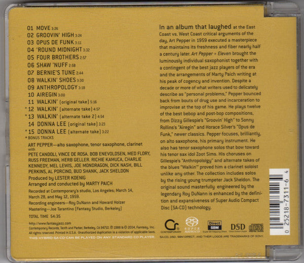 Art Pepper - Art Pepper + Eleven (Modern Jazz Classics)(SACD) | Near Mint (NM) Near Mint (NM) - JAZZ / USED *NEAR MINT*