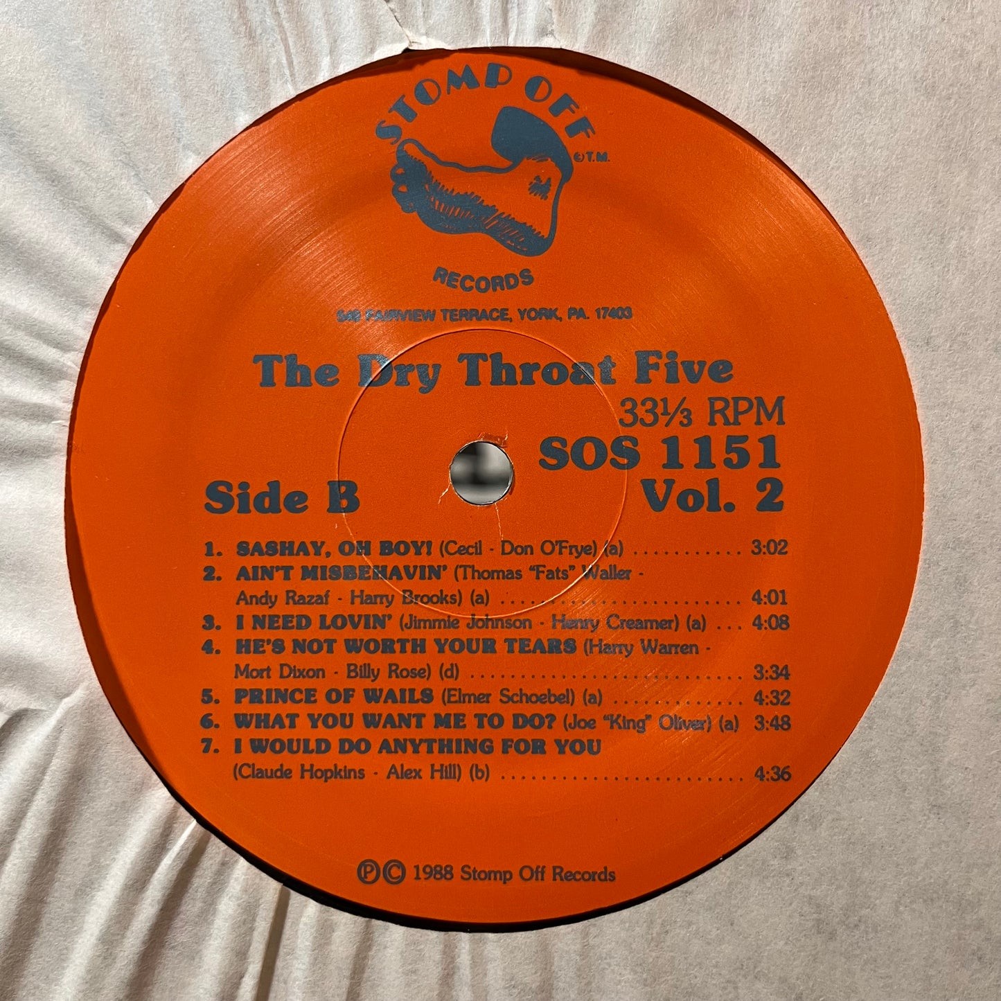 The Dry Throat Five - My Melancholy Baby (VINYL LP STOMP OFF SOS 1151 1988) | USED Near Mint (NM or M-) Near Mint (NM) - JAZZ / USED *NEAR MINT*