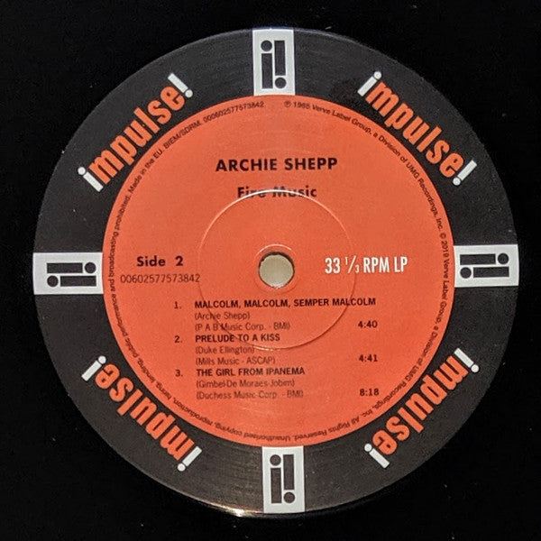 Archie Shepp - Fire Music (VINYL LP IMPULSE! 000602577573842 IMPULSE! 00602577573842 AUG 23, 2019) | Near Mint (NM or M-) Near Mint (NM) - JAZZ / USED *NEAR MINT*