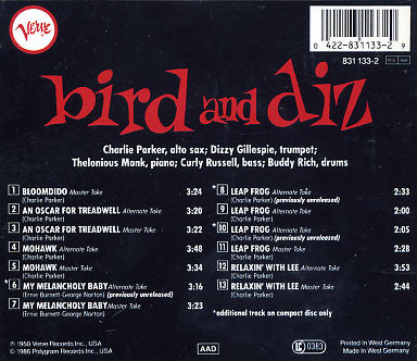 Bird And Diz (cd) | Near Mint (NM) Near Mint (NM) - JAZZ / USED *NEAR MINT*