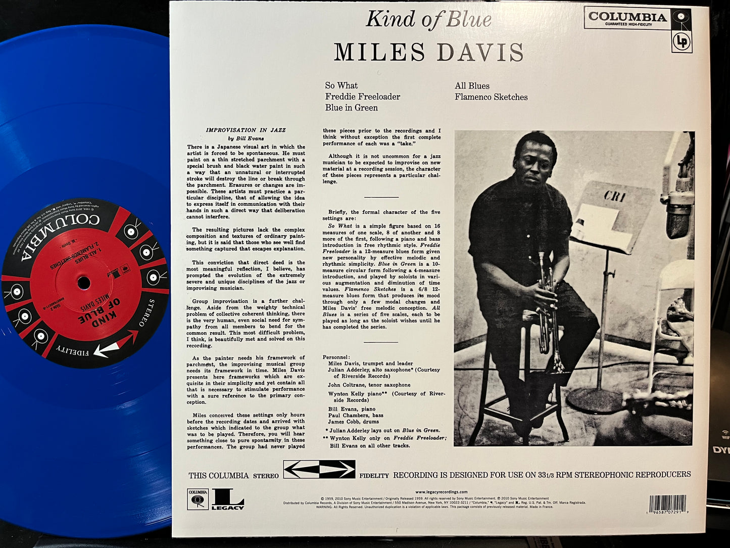 Miles Davis - Kind Of Blue (BLUE VINYL Columbia – 88697680571, Legacy – 88697680571 2023) | Near Mint (NM) Near Mint (NM) - JAZZ / USED *NEAR MINT*