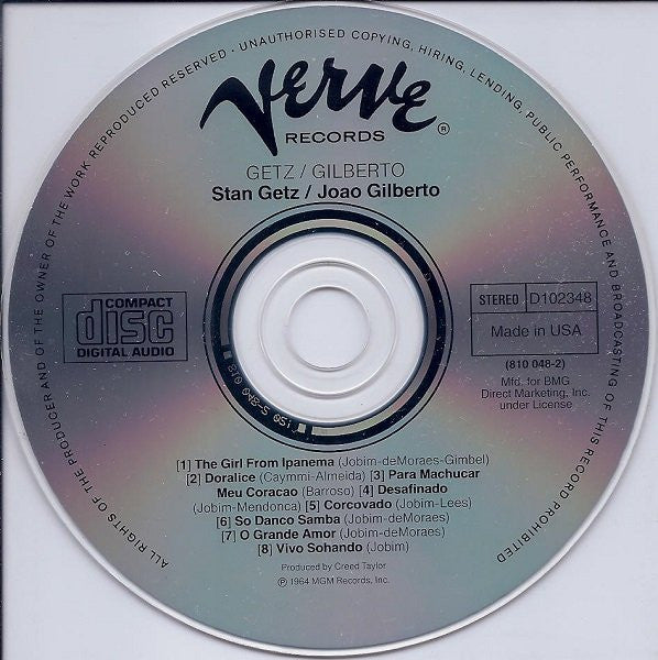 Getz / Gilberto (CD) | Near Mint (NM) Near Mint (NM) - JAZZ / USED *NEAR MINT*
