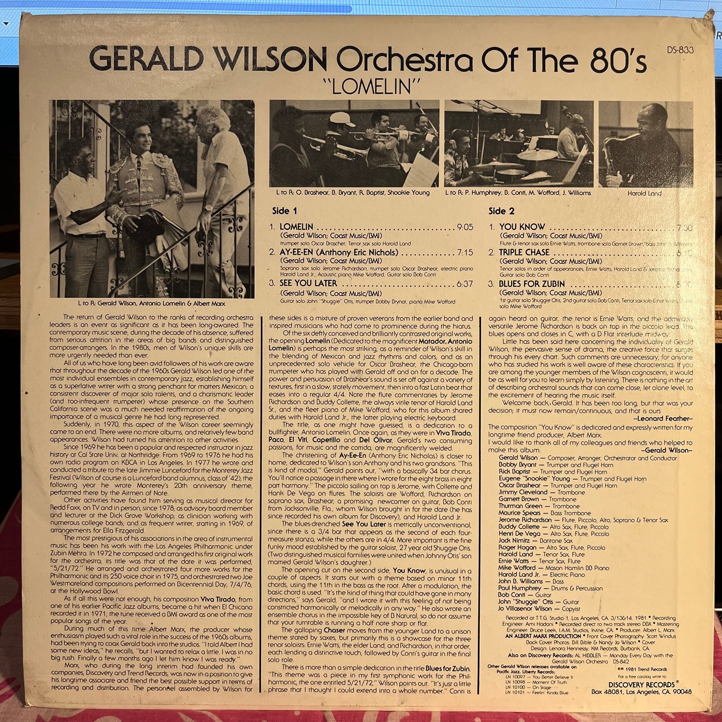 Gerald Wilson Orchestra Of The 80's - Lomelin *DBX* | Near Mint (NM) Excellent (EX) - JAZZ / USED *NEAR MINT*