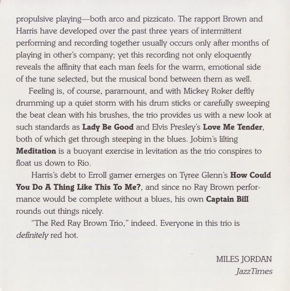 The Red Hot Ray Brown Trio (SACD) | Near Mint (NM or M-) Near Mint (NM or M-) - JAZZ / USED *NEAR MINT*