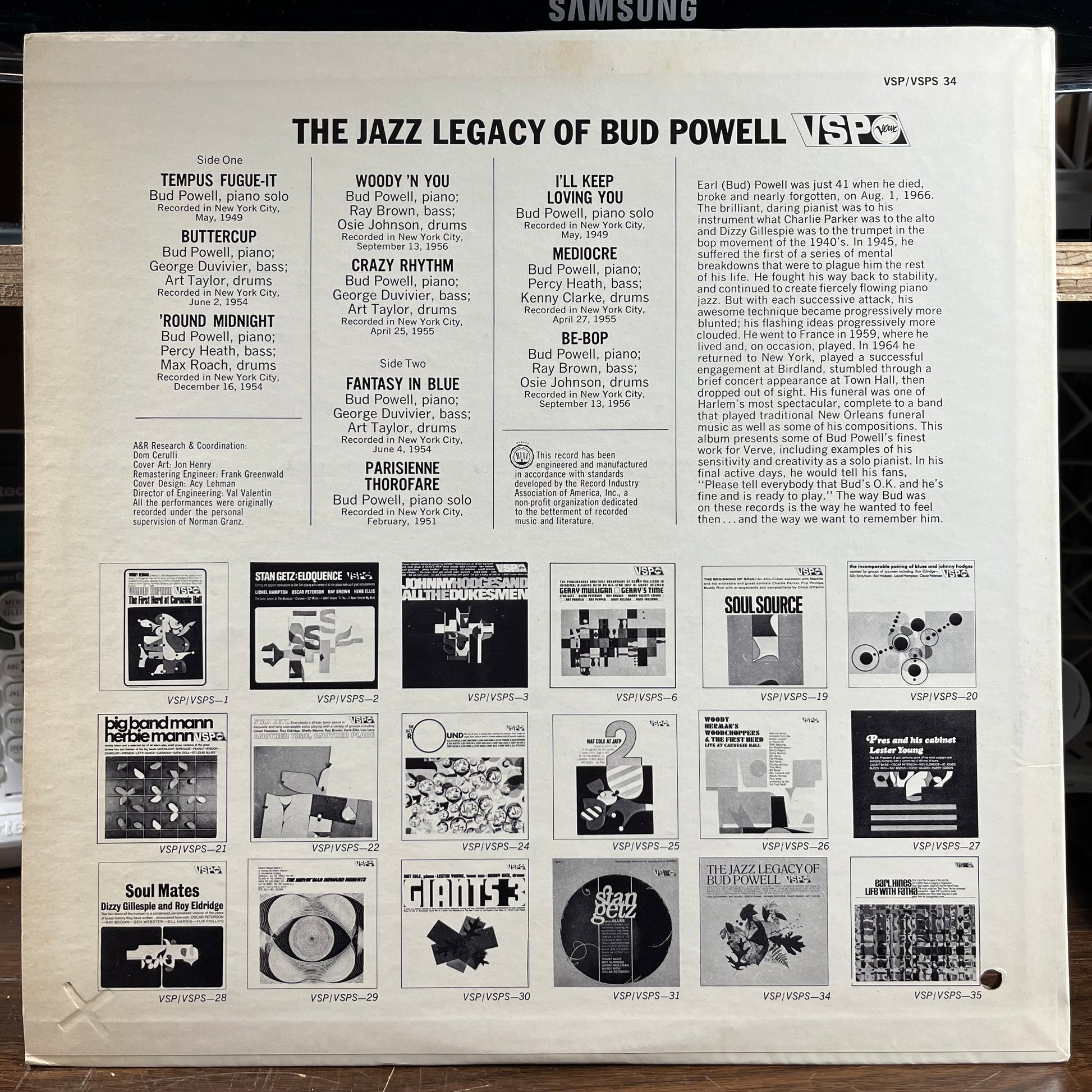 The Jazz Legacy Of Bud Powell (VINYL) | Near Mint (NM) Near Mint (NM) - JAZZ / USED *NEAR MINT*