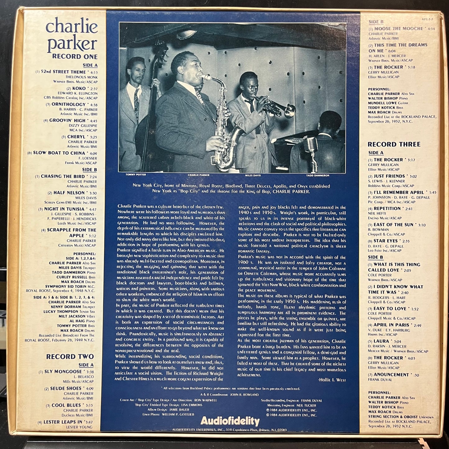 Charlie Parker - Bop City (VINYL BOX 3xLP AUDIO FIDELITY AFE-3-7) | USED Near Mint (NM or M-) Near Mint- (NM-) - JAZZ / USED *NEAR MINT*