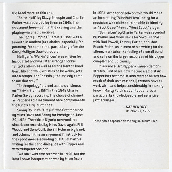 Art Pepper - Art Pepper + Eleven (Modern Jazz Classics)(SACD) | Near Mint (NM) Near Mint (NM) - JAZZ / USED *NEAR MINT*