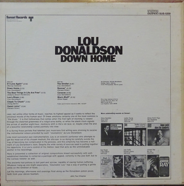 Lou Donaldson - Down Home (VINYL LP) | Very Good Plus (VG+) Very Good Plus (VG+) - JAZZ / USED *VERY GOOD+*