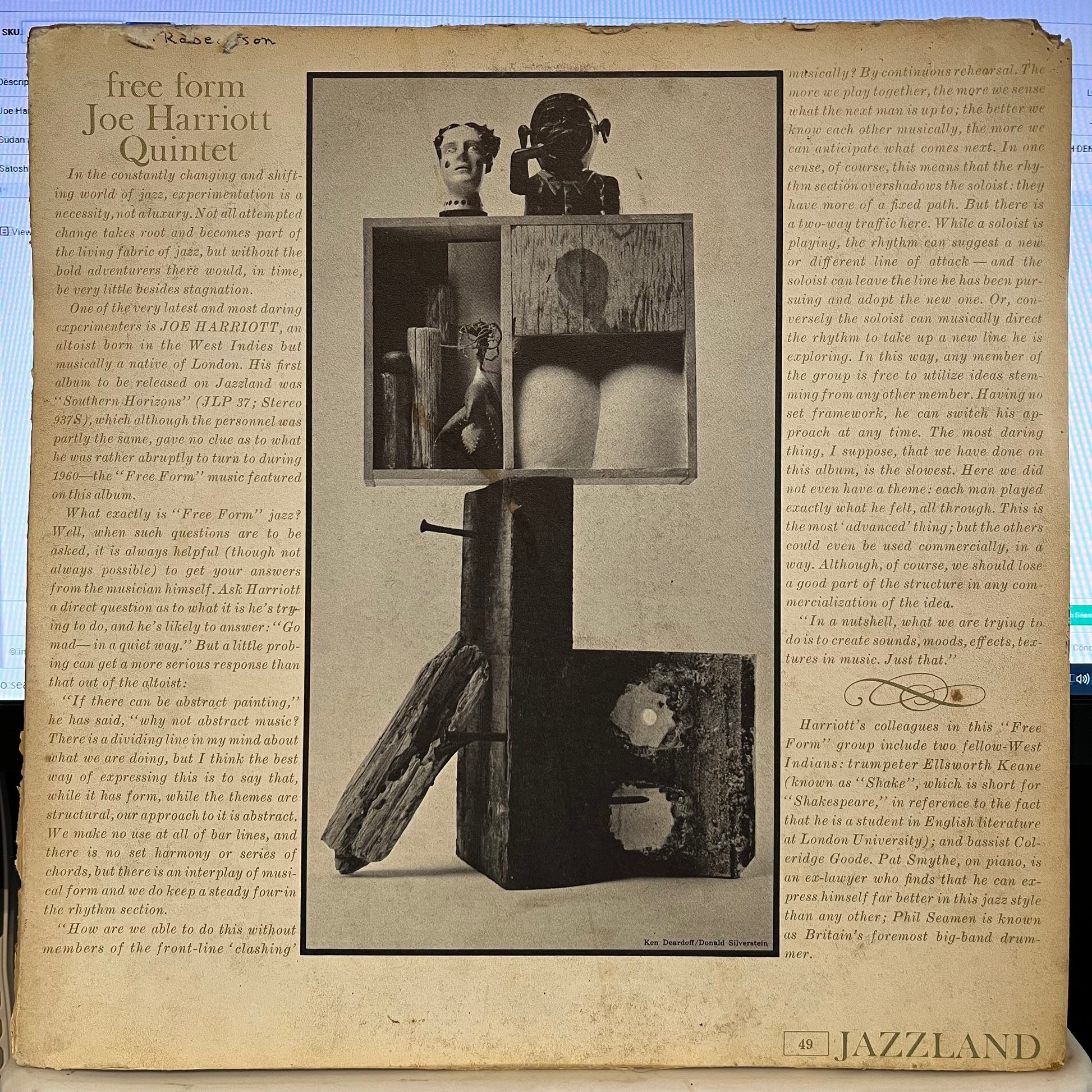 Joe Harriott Quintet - Free Form | Very Good (VG) Good Plus (G+) - JAZZ / USED *VERY GOOD/MONO/VINYL*