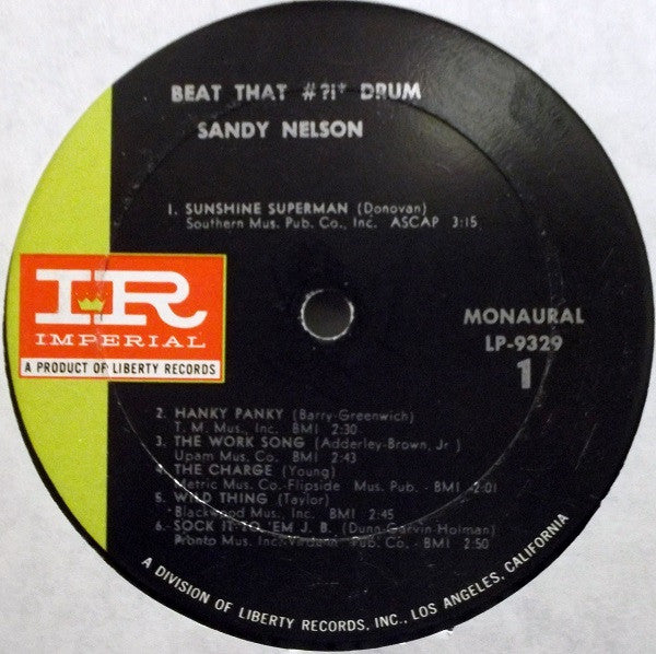 Sandy Nelson - Beat That #?!* Drum | Very Good (VG) Good Plus (G+) - JAZZ / USED *VERY GOOD*