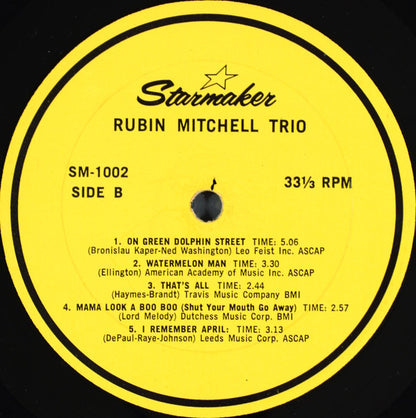 The Rubin Mitchell Trio - The Golden Hands Of Rubin Mitchell | Very Good Plus (VG+) Near Mint (NM) - JAZZ / USED *VERY GOOD+*