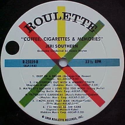 Jeri Southern - Coffee, Cigarettes & Memories | Very Good (VG) Very Good (VG) - JAZZ / USED *VERY GOOD*