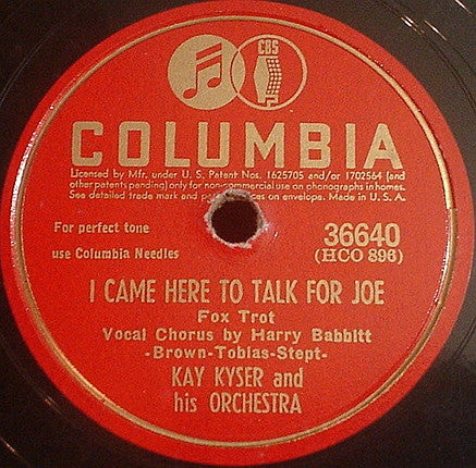 Kay Kyser And His Orchestra - Praise The Lord And Pass The Ammunition / I Came Here To Talk For Joe (10" 78RPM) | Very Good (VG) Very Good Plus (VG+) - JAZZ / USED *VERY GOOD*