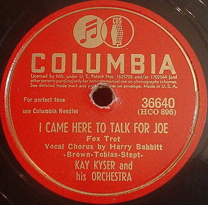 Kay Kyser And His Orchestra - Praise The Lord And Pass The Ammunition / I Came Here To Talk For Joe (10" 78RPM) | Very Good (VG) Very Good Plus (VG+) - JAZZ / USED *VERY GOOD*